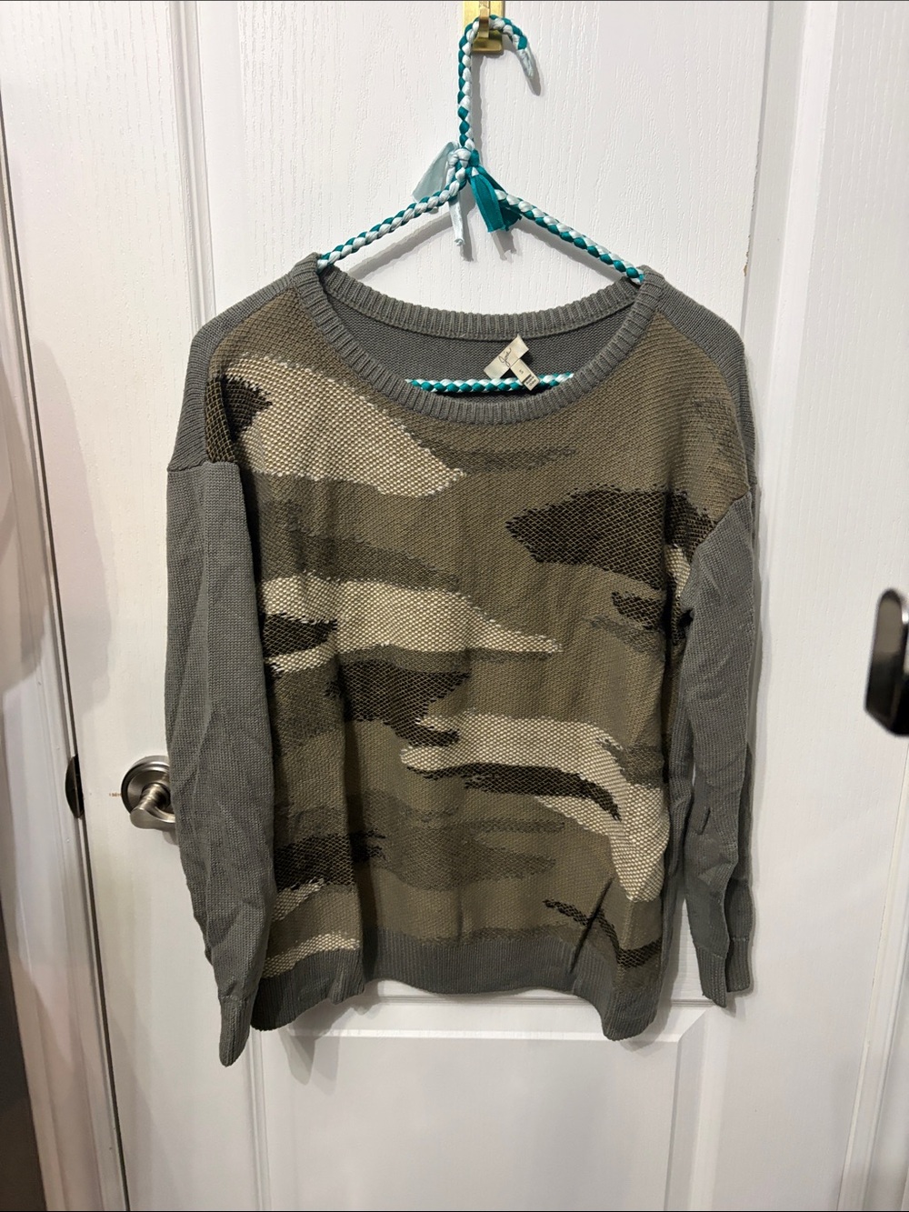 Joie Olive and Gray Camo Knit Sweater